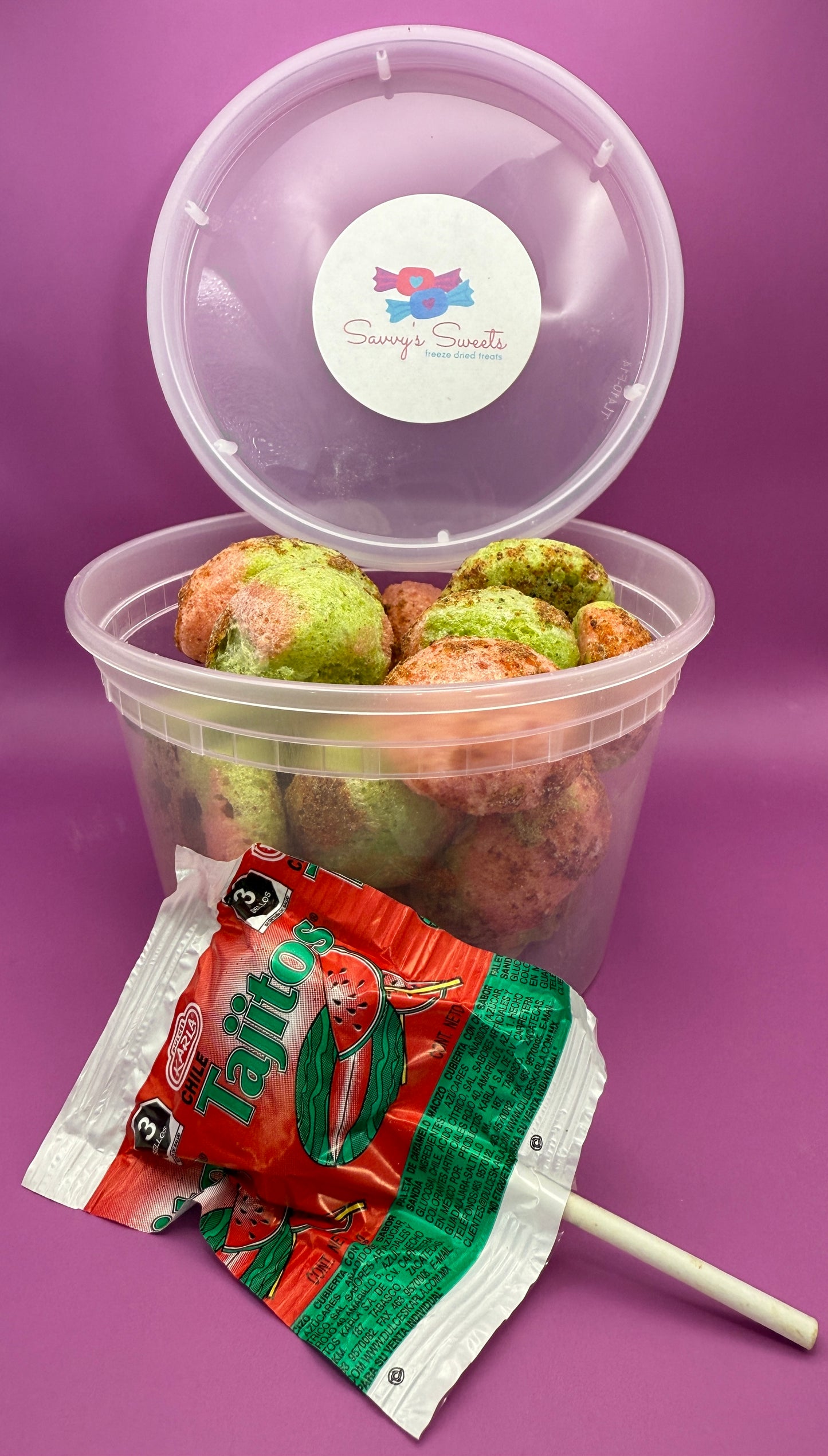 Spicy Watermelon Crunchers – Freeze-Dried Tajín Lollipops (3oz Bag)